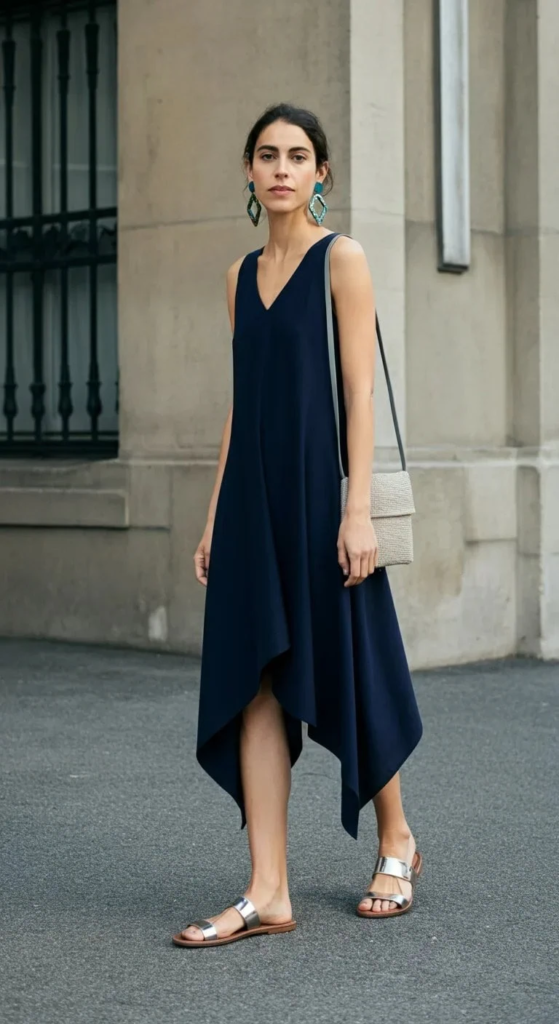 Asymmetric Sundress With Architectural Details