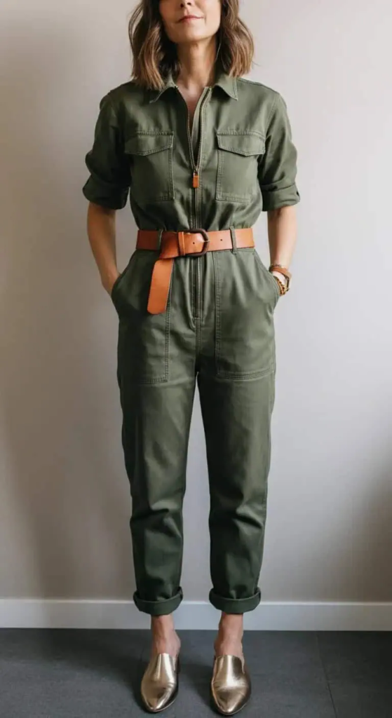 Utility Jumpsuit And Statement Belt