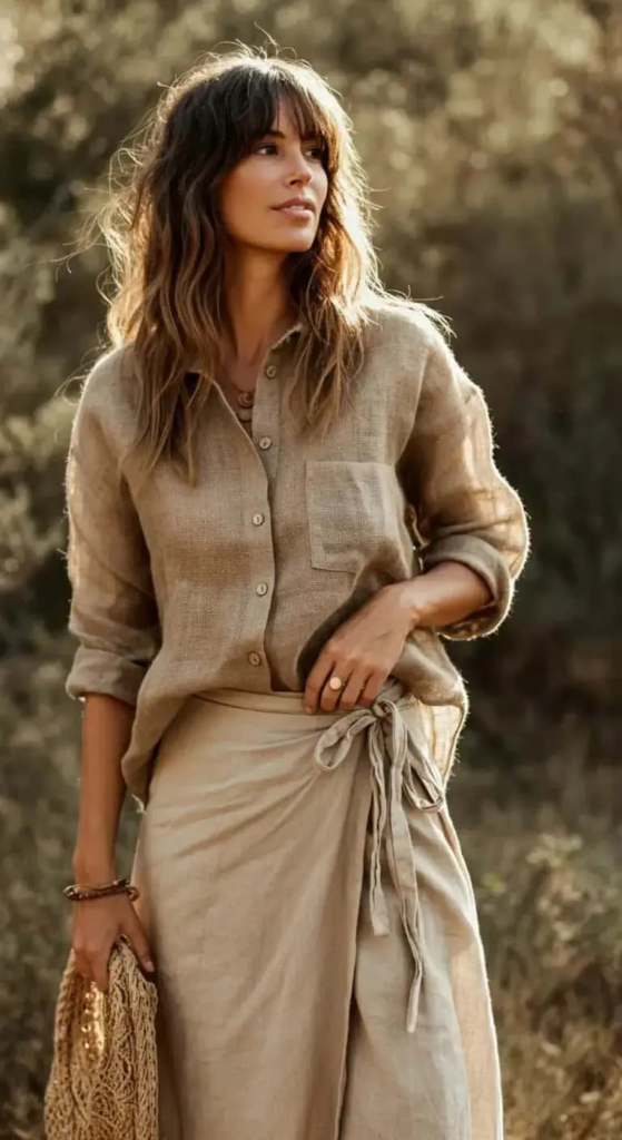 Jute Shirt And Wrap Skirt