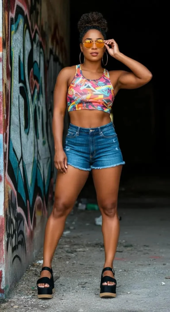 Crop Top And High-Waisted Shorts