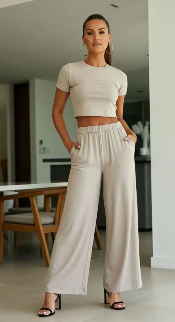 Crop Top And Palazzo Pants
