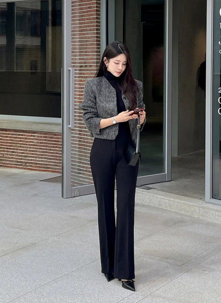 Cropped Blazer With Black Flares