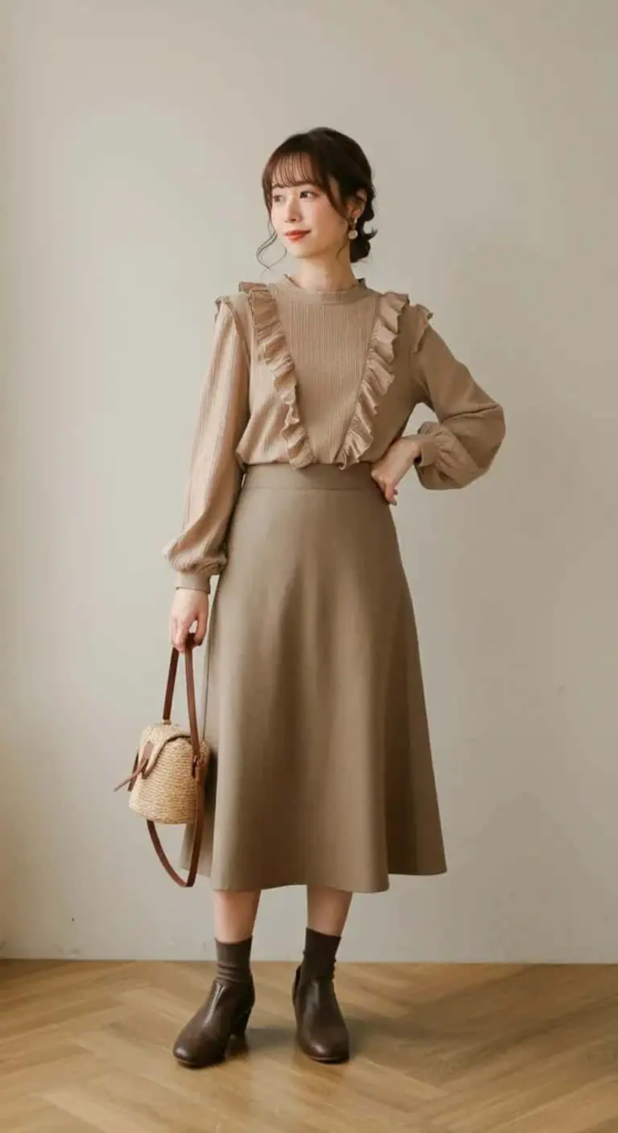 Ruffled Top With Midi Skirt