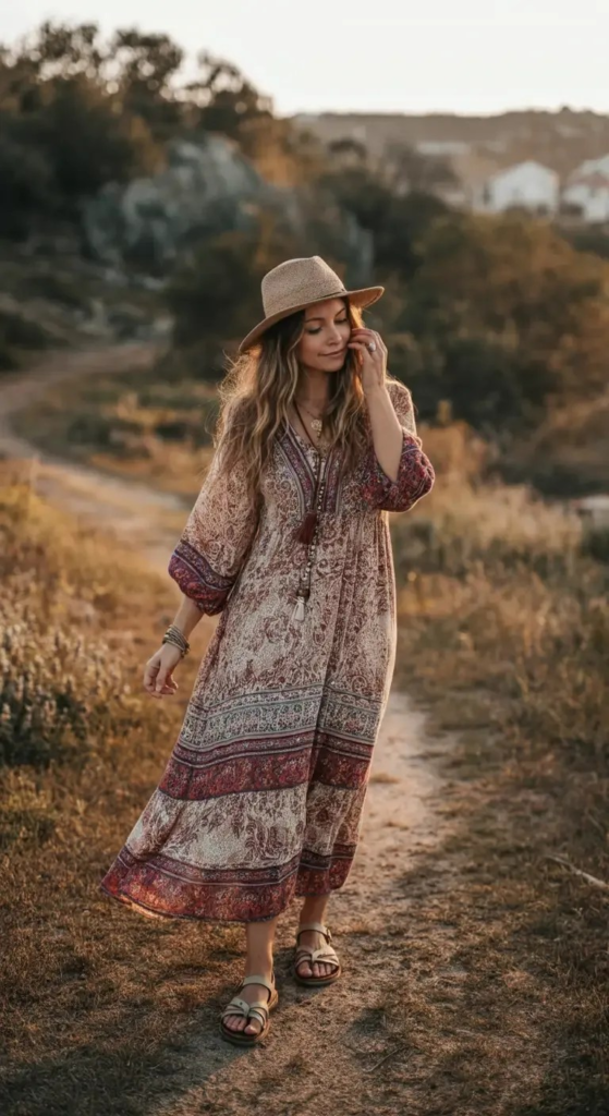 Bohemian Dress With Sandals