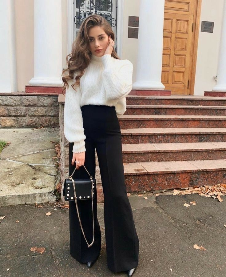 Monochrome Elegance With Statement Bag