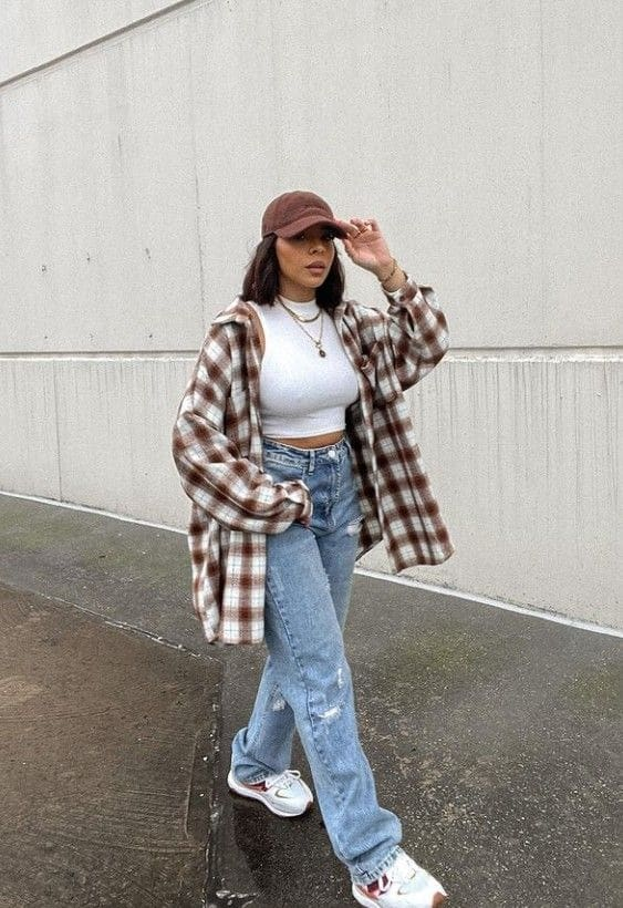 Cozy Plaid and Denim Fusion