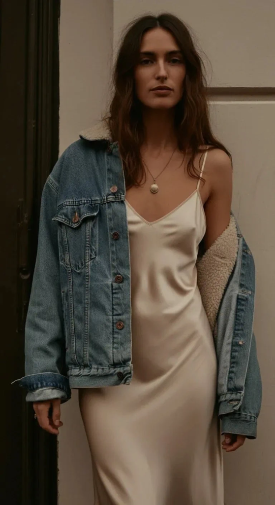 Slip Dress With A Denim Jacket