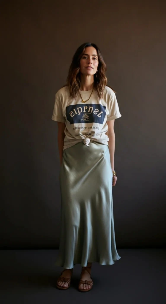 Statement T-Shirt And Slip Skirt