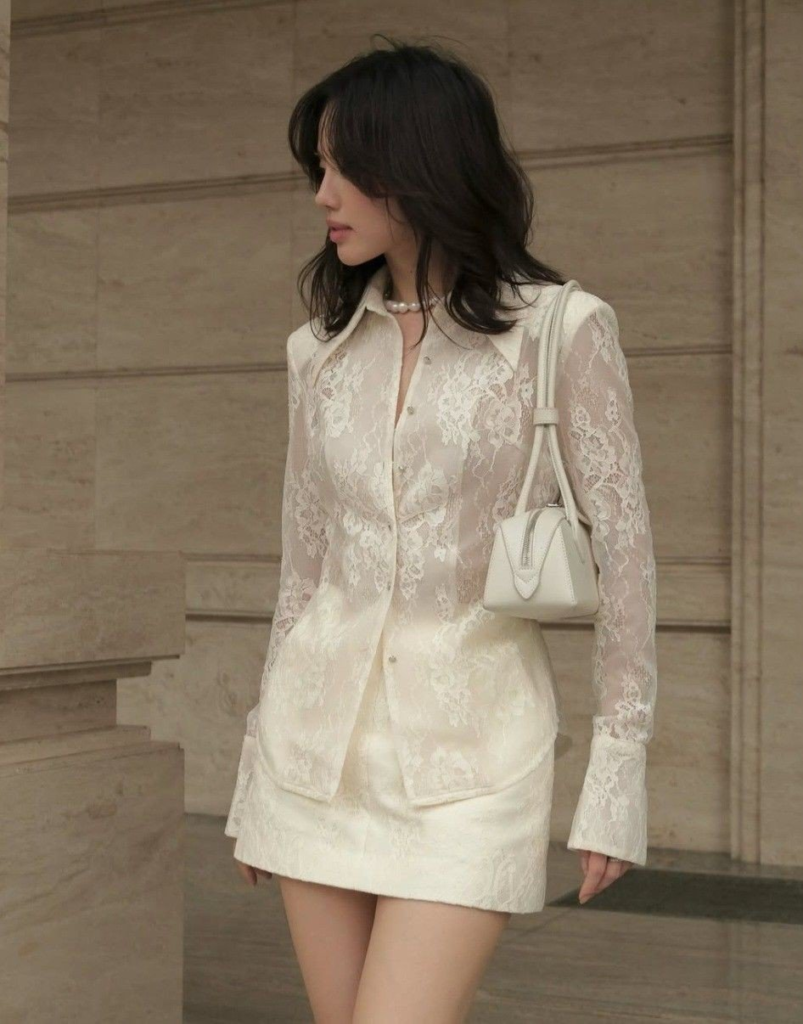 Delicate Lace Blazer Dress Ensemble