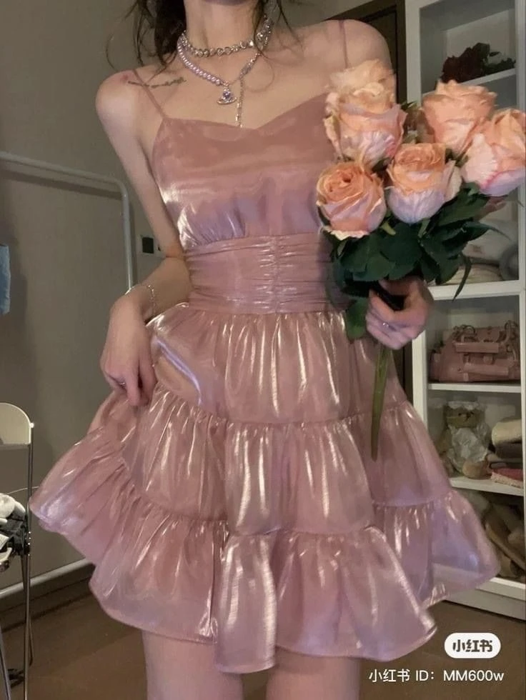 Shimmering Pink Strapless Party Dress