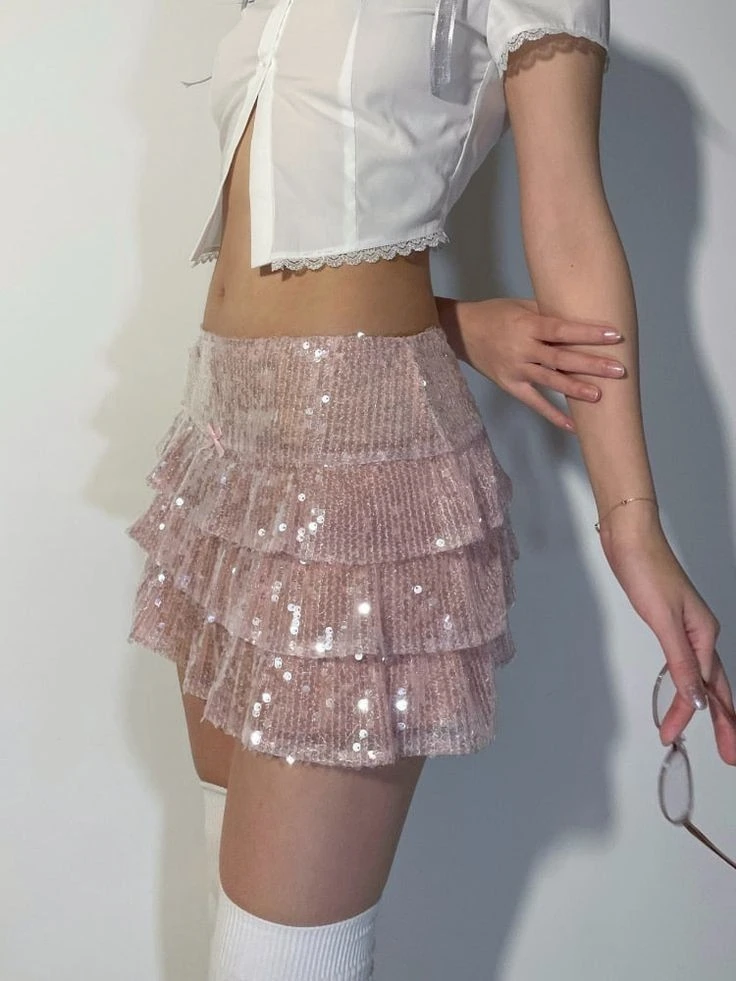 Sequin Tiered Mini Skirt Perfection