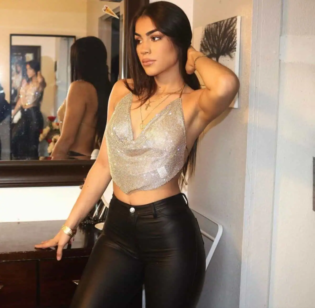 Metallic Crop Top And Black Leather