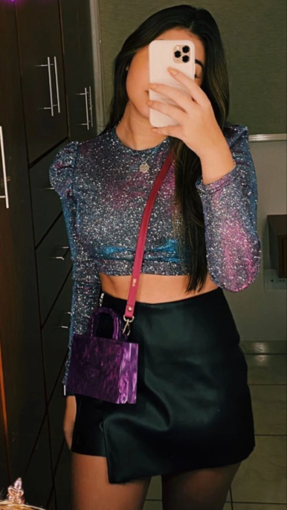 Sequin Crop Top With Iridescent Shimmer