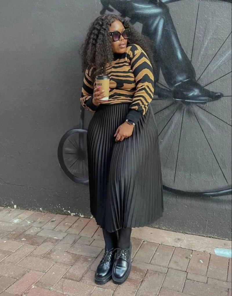 Fierce Tiger Print and Pleated Skirt