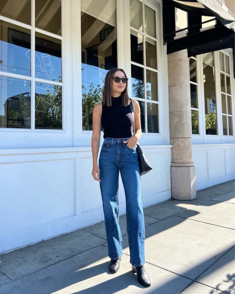 Sleek Simplicity: High-Waisted Jeans Combo