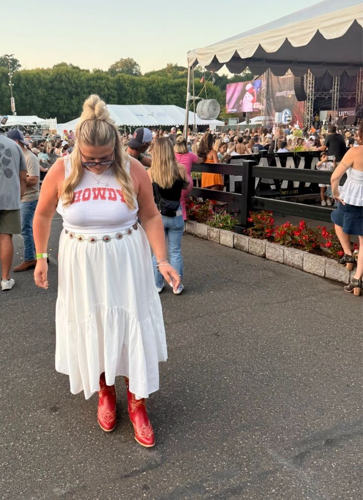 Classic Graphic Tee With Flowy Midi Skirt