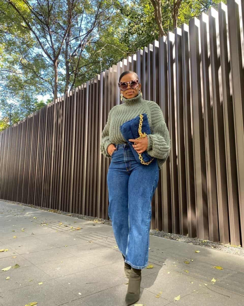 Chunky Knit and Wide-Leg Denim