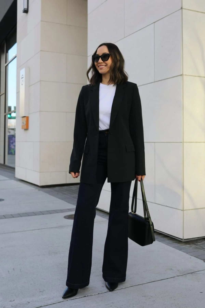 Classic Black Suit with White Tee