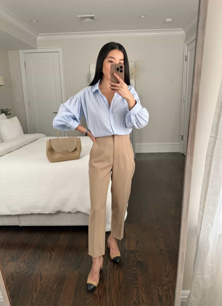 Classic Blue and Beige Ensemble