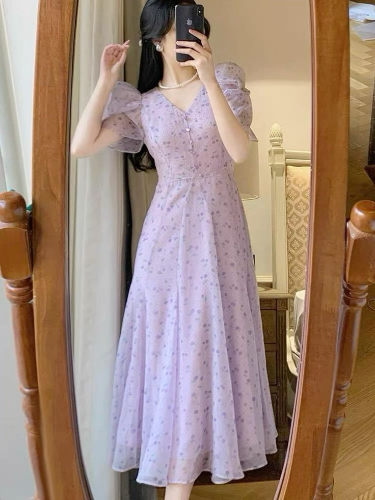 Lavender Floral Midi Dress Magic