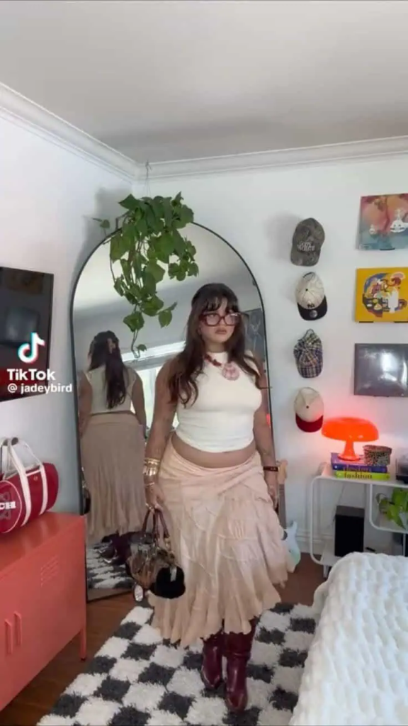 Cream Crop Top and Pleated Skirt Combo