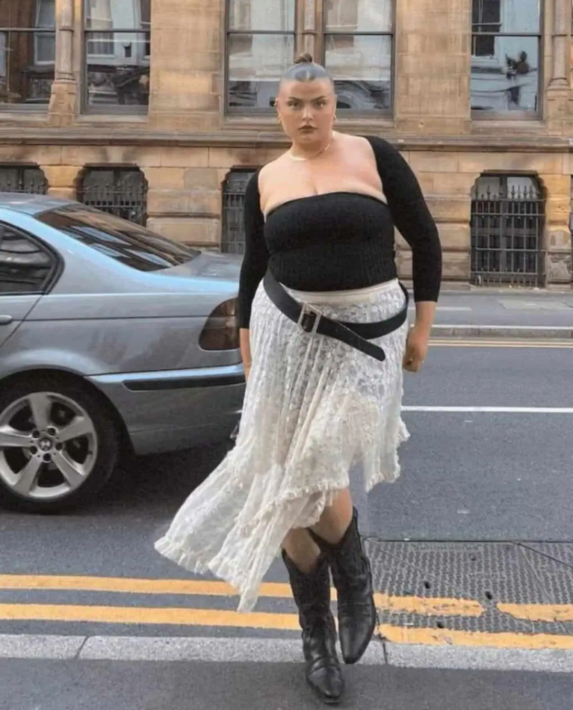 Black Bandeau with Fringe Skirt