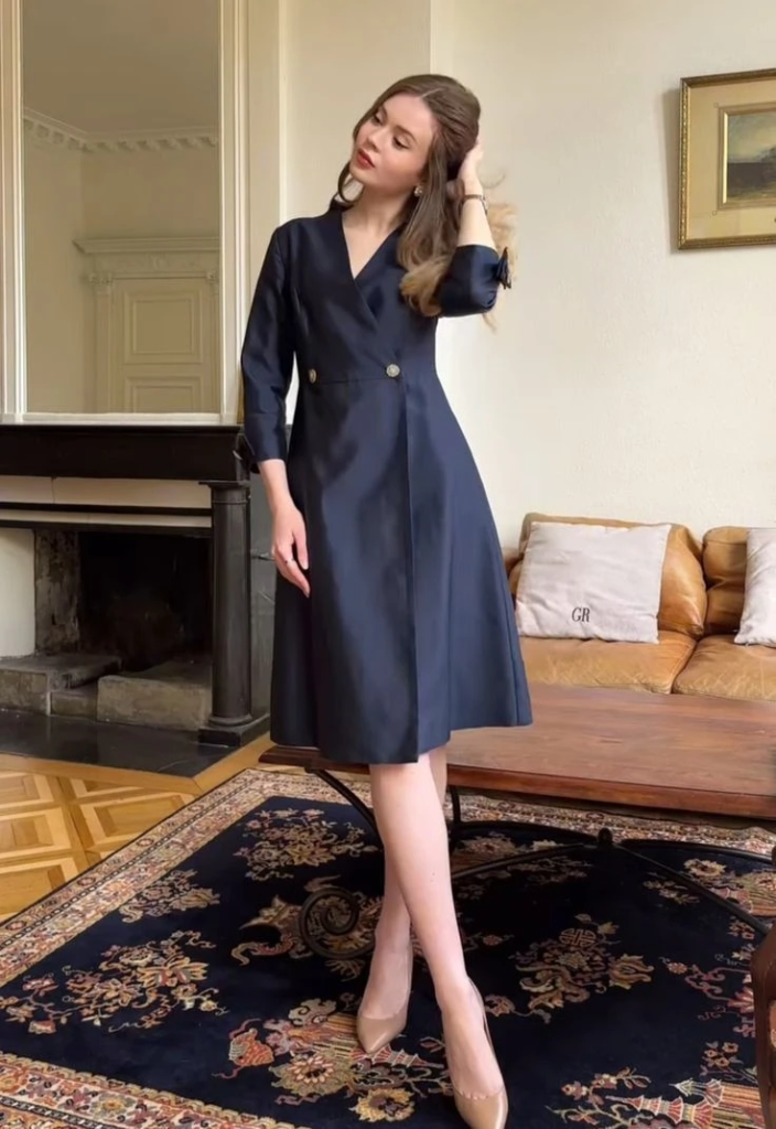 Classic Navy Wrap Dress Elegance