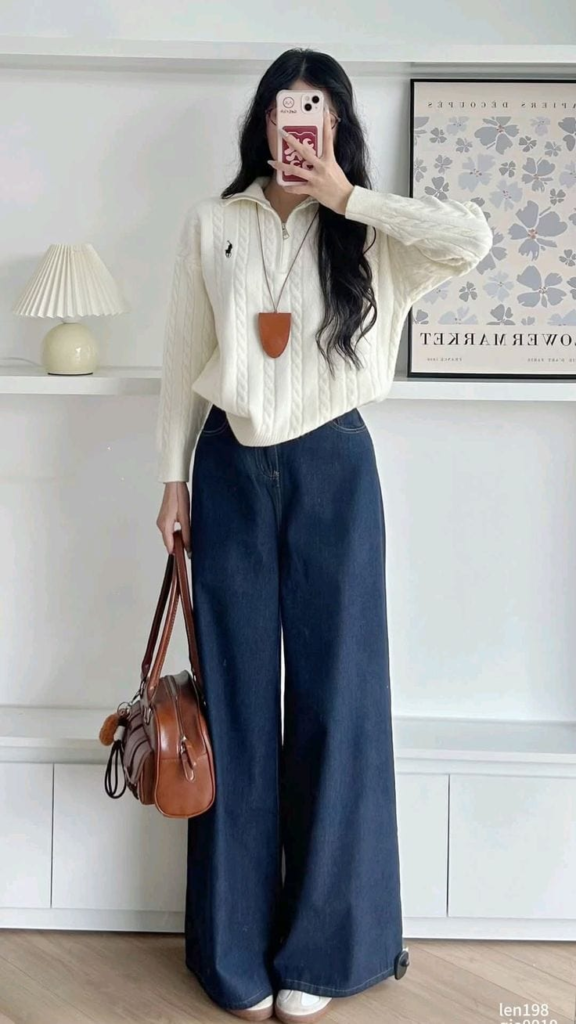 Preppy Chic: Cable Knit and Denim