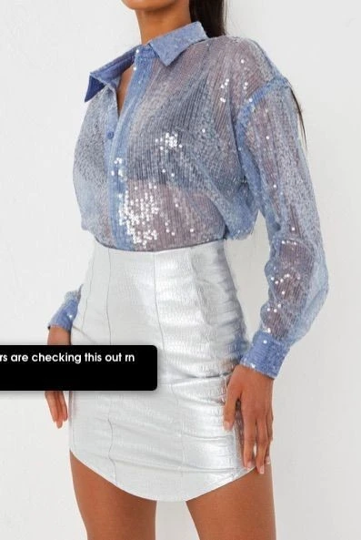 Sequin Shirt with Metallic Skirt Combo