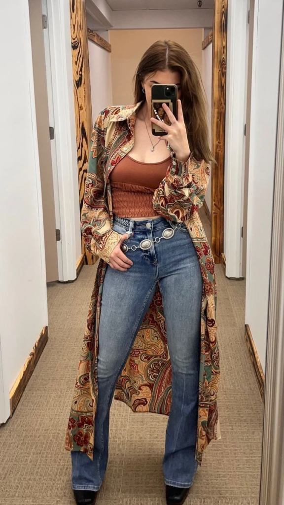 Paisley Kimono and Denim Combo