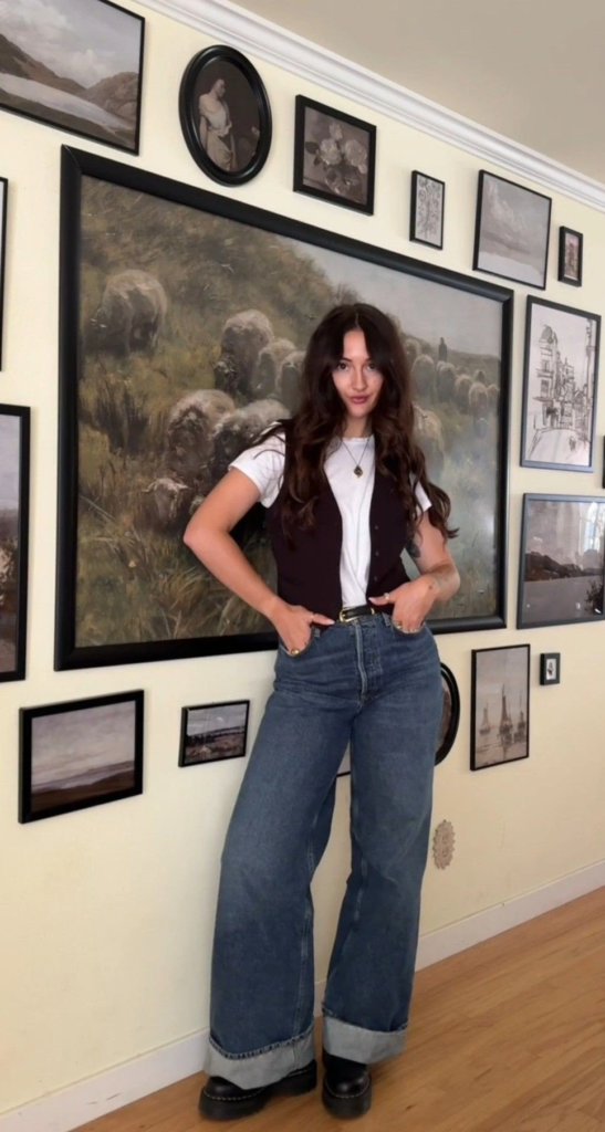 Vest and Wide-Leg Jeans Combo