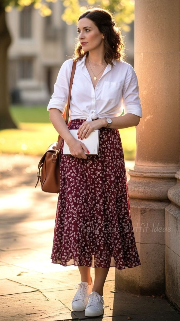 Crisp White and Floral Midi Magic
