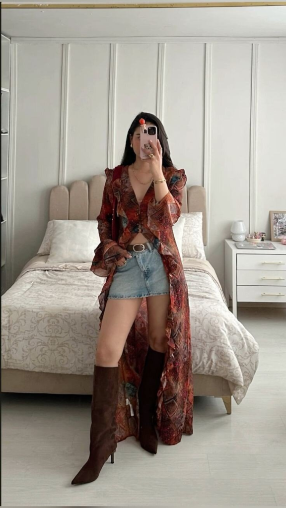 Bohemian Maxi Dress and Denim Fusion