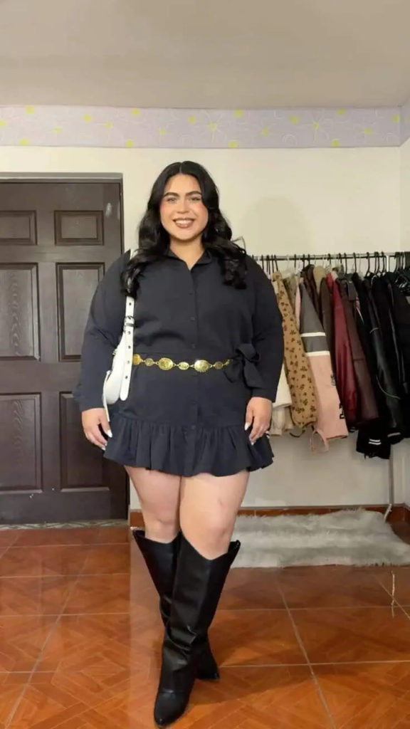 Navy Shirt Dress with Statement Belt