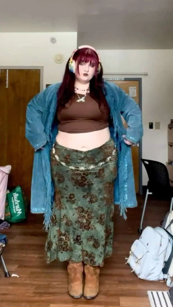 Turquoise Fringe Jacket With Floral Skirt