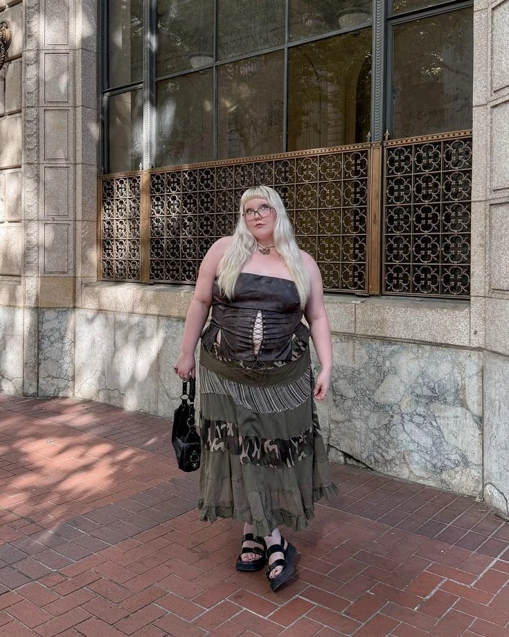 Black Corset with Layered Fringe Skirt