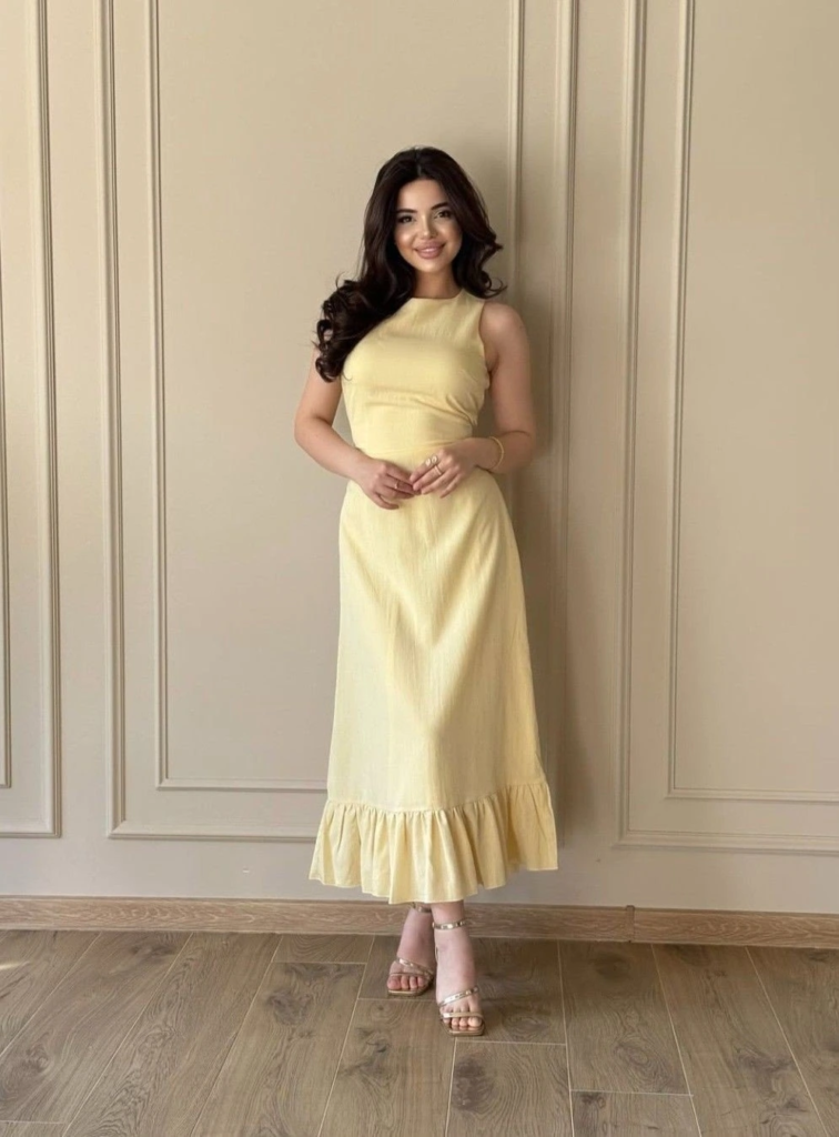 Sunny Yellow Midi Dress Elegance