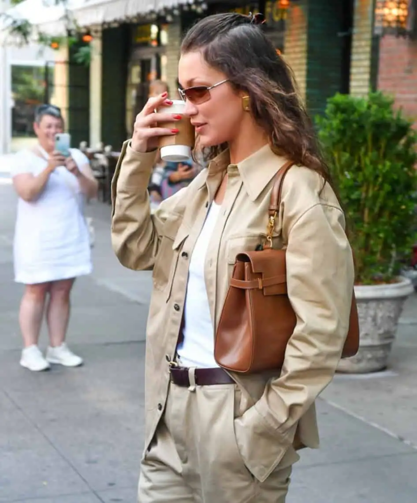 Chic Beige Suit with Brown Accents