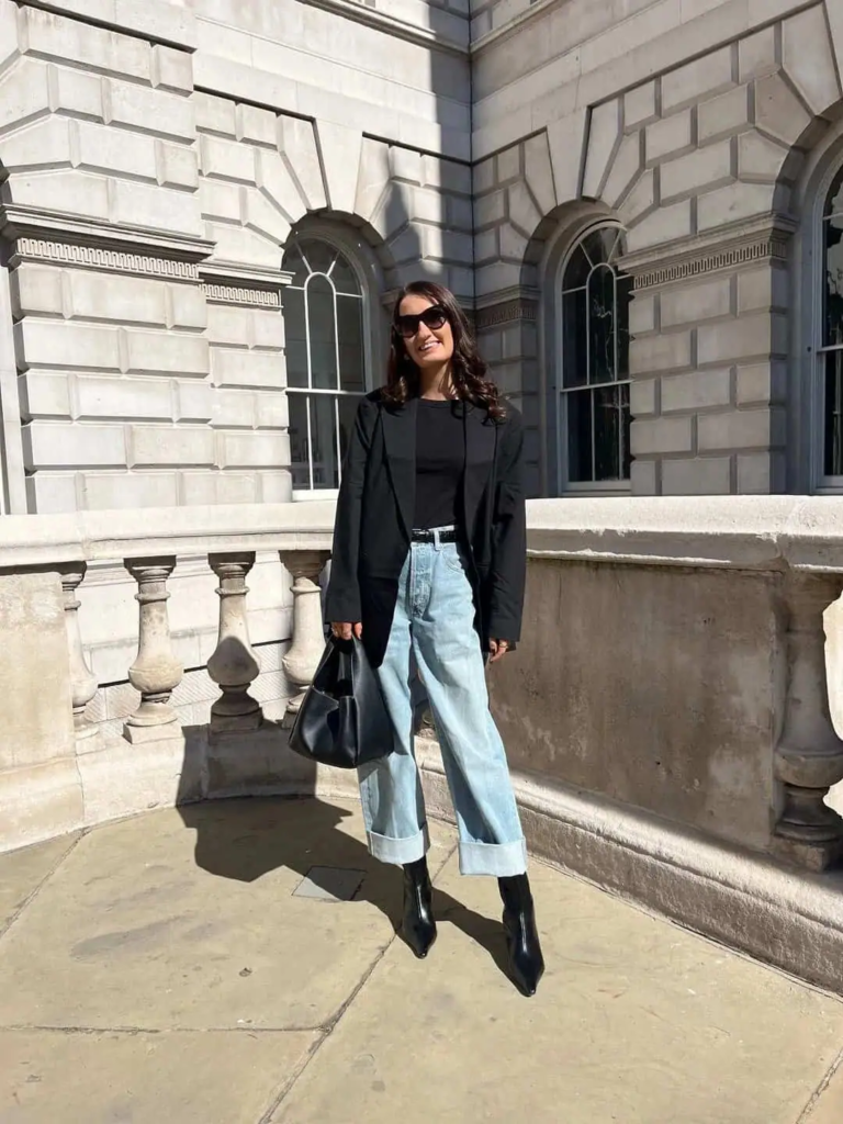 Oversized Blazer and Wide-Leg Jeans