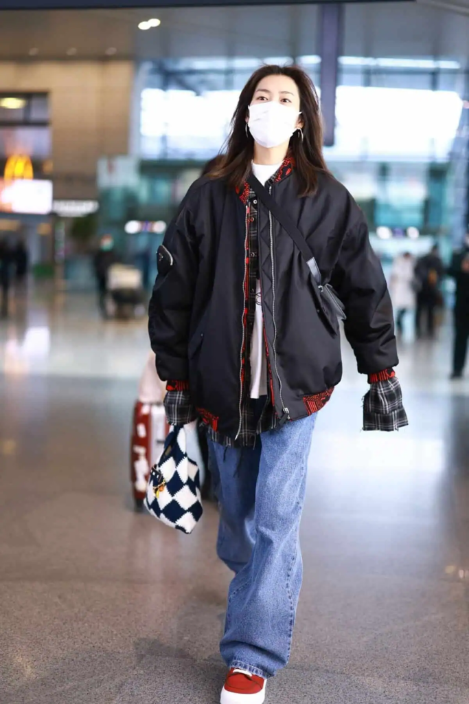 Oversized Bomber and Baggy Jeans Combo