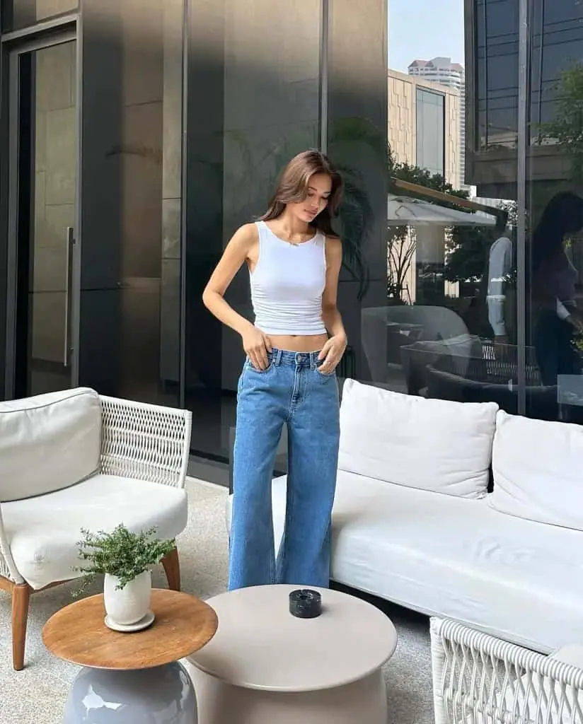 Wide-Leg Jeans and Crop Top
