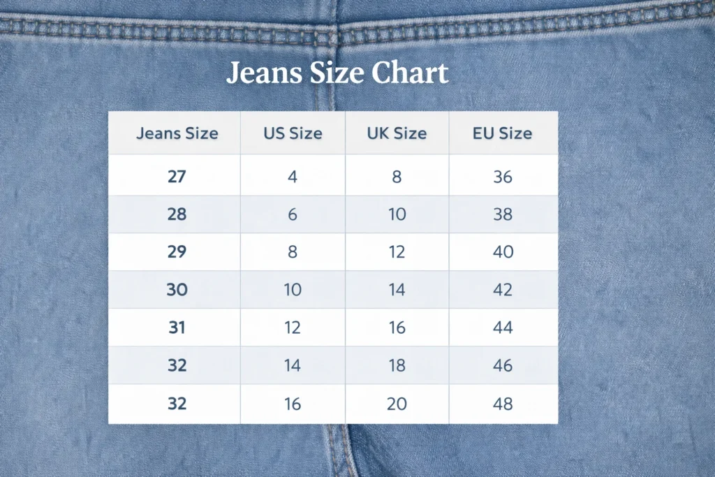 Women’s Size 30 Conversion Chart (Approximate)