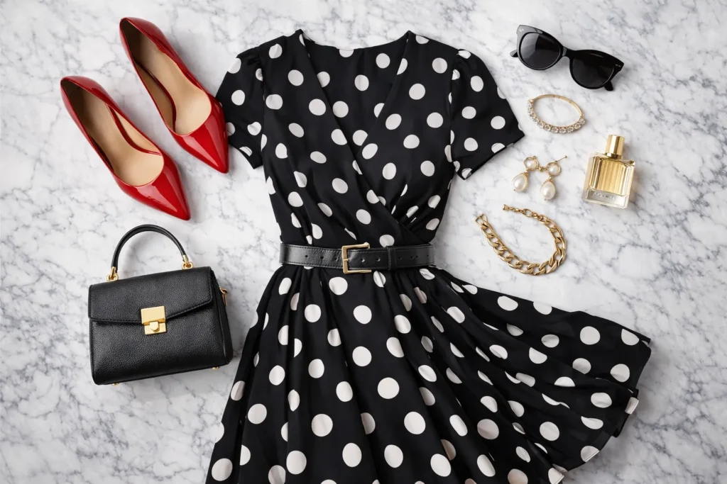 Accessorizing a Polka Dot Dress