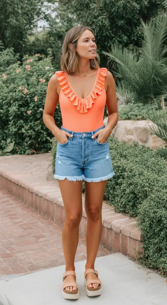 Ruffle Sleeve One-Piece