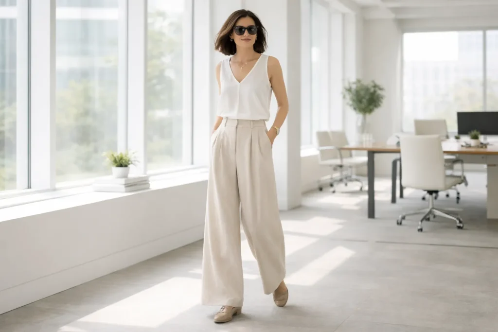 Wide-Leg Cropped Trousers