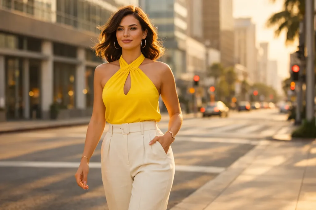 How to Style a Yellow Halter Top Outfit