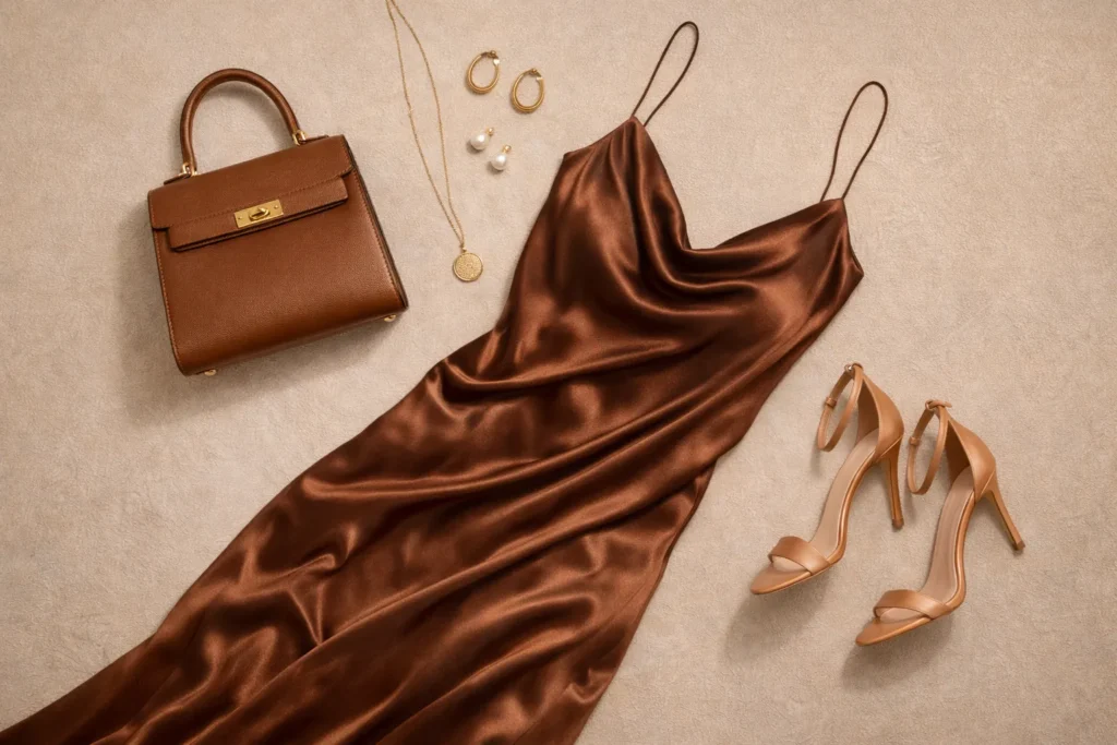 How to Accessorize Your Brown Silk Outfit