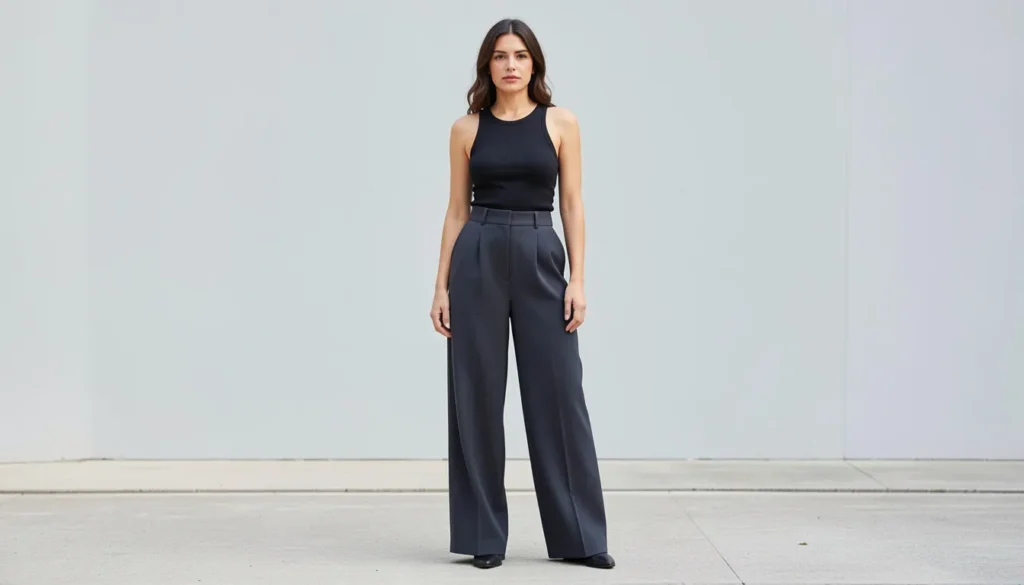High-Waisted Wide-Leg Trousers and Fitted Tops