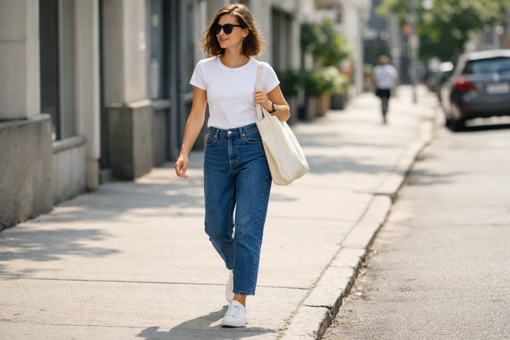 White Top with Jeans Outfit
