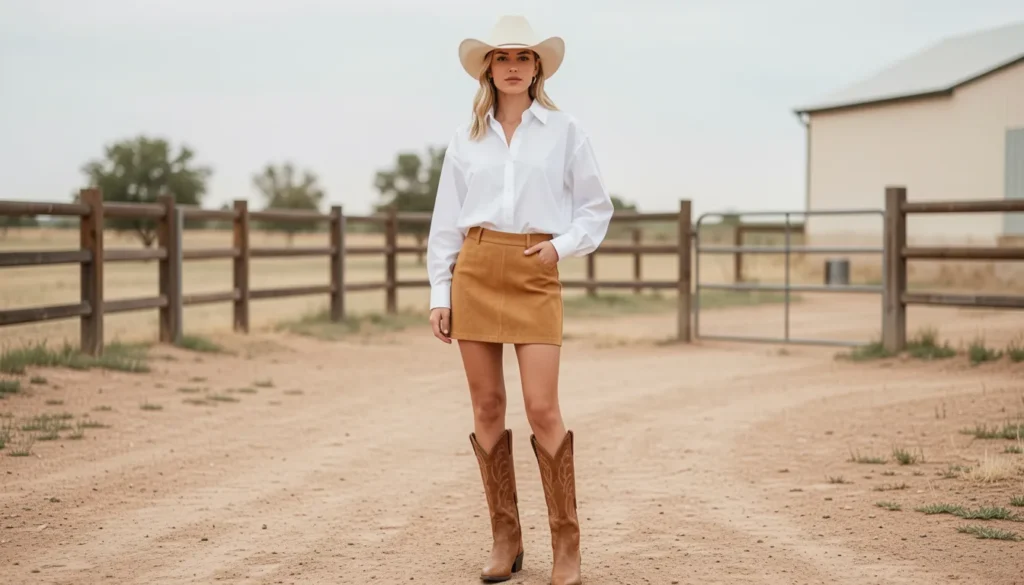 Suede Skirts and Crisp White Button-Downs